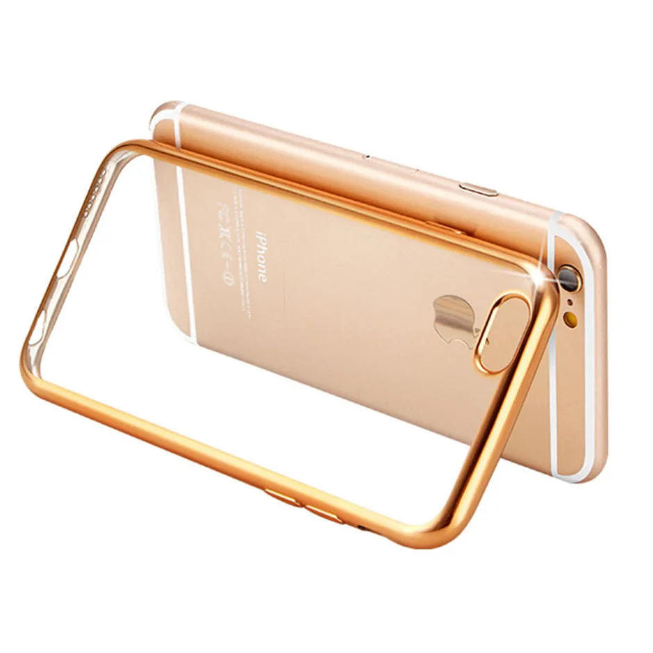 Case For iPhone 5 5S SE 6 6S plus 7 Plus Luxury Plating Gilded Transparent TPU Silicone Soft Phone Cases Cover For iPhone 6 Case (6)