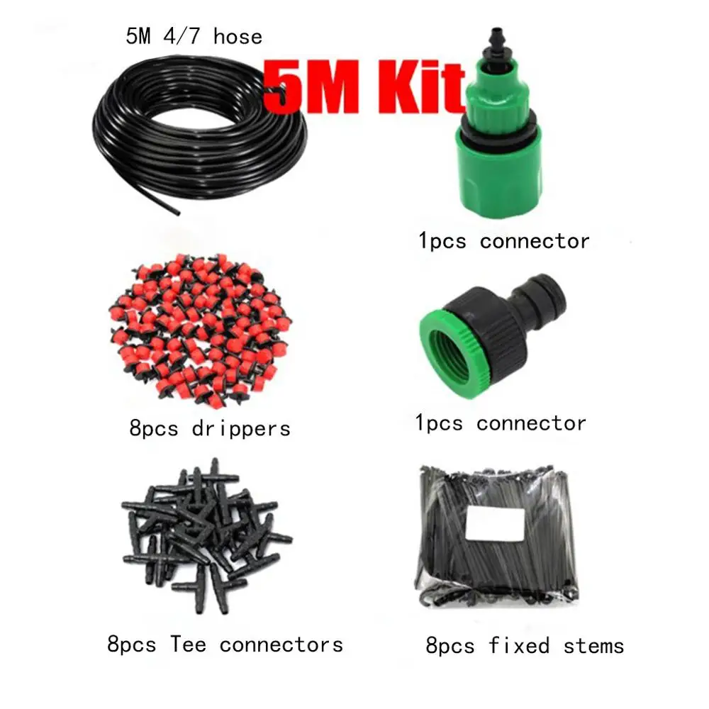 DIY система капельного орошения наборы садовый шланг микро капельного орошения капельницы быстрые разъемы фиксированные стержневые держатели шланга набор - Цвет: 5M Set