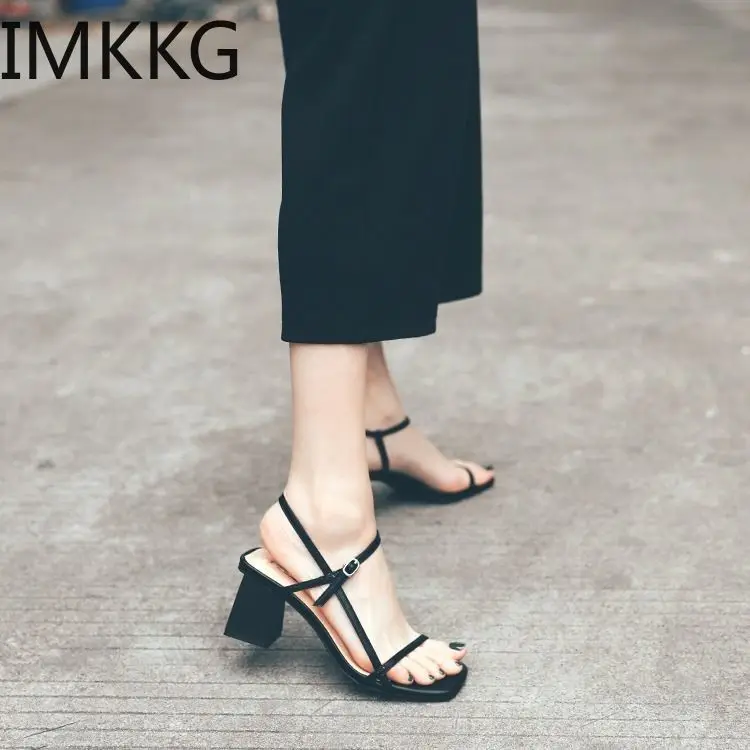 

fashion Women Sandals Women Shoes Peep Toe Party Square Heel Ladies Sandals 2019 Summer Sandals shoes women zapatos mujer Y10248