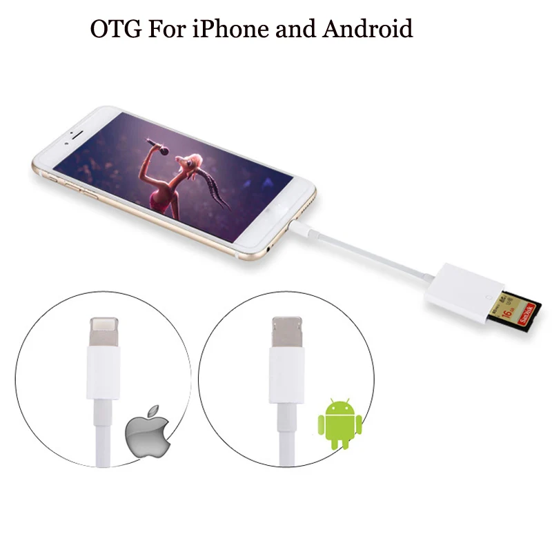 Считыватель карт совместимый OTG кабель для передачи данных Комплект цифровой камеры для iPad Apple мобильный телефон и Android мобильный телефон IOS