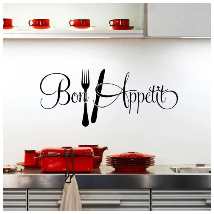 Knife and fork pattern removable wall stickers Good Appetite Kitchen Wall Stickers Home Decor Wallpaper
