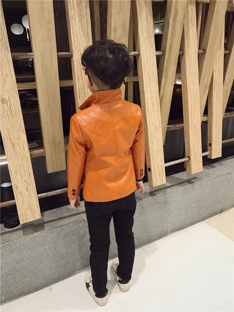Детский кожаный костюм куртка из искусственной кожи для мальчиков осенне-зимние детские модные тонкие пальто