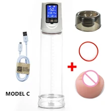 Free shipping White LCD Automatic Vacuum Pump Stretcher USB Recharging LCD Electric Penis Enlarger toys