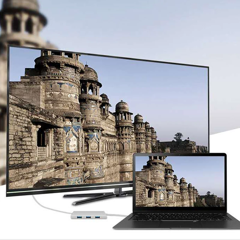 Док станция 7 в 1 USB C для телефона ноутбука 3 0 HDMI RJ45 SD Type c usb хаб Fealushon Macbook Pro HP DELL