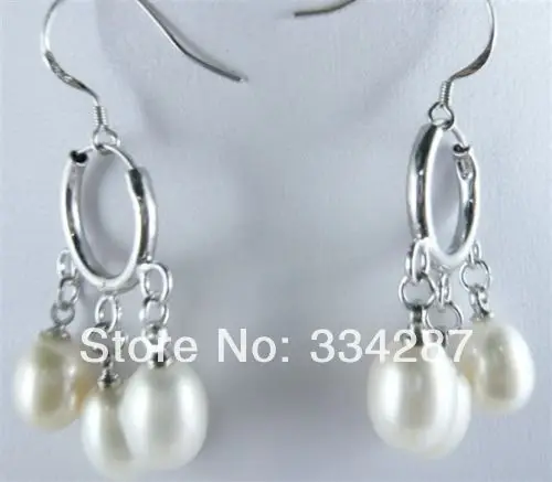 

Charming!8x10MM White Akoya Cultured Pearl Earring
