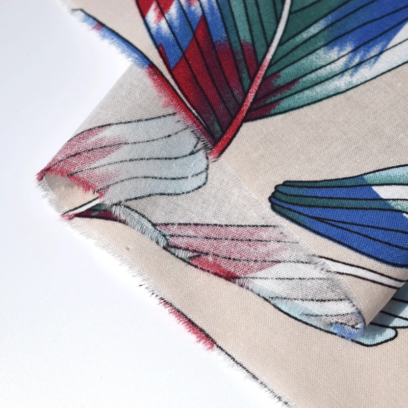 Модная бежевая Нижняя многоцветный лист хлопок льняная ткань для платья рубашки telas tissu tissus au metre stoffen DIY Лоскутная Ткань
