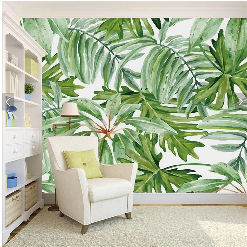 beibehang Custom wallpaper 3d Retro tropical rain forest palm banana leaf living room TV backdrop high - grade plant wallpapers nordic style wallpaper ins banana leaf tropical rain forest plant living room bedroom tv background wallpaper