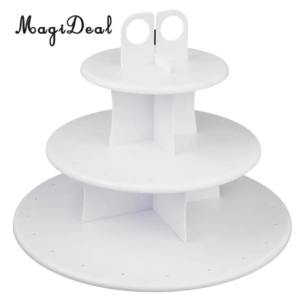 MagiDeal 3-Tier 42 Holes Plastics Cake Pop Lollipop Cupcake Display Stand Wedding Party Cupcake Display Stand (White)