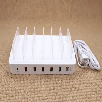 

6 Ports+QC3.0+Type-C USB Charger Station Dock with Holder for Smart Phone Tablet PC NK-Shopping