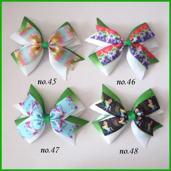 

20 BLESSING Girl 4.5" Two Tone Wing Hair Bow Clip Unicorn Rainbow Baby