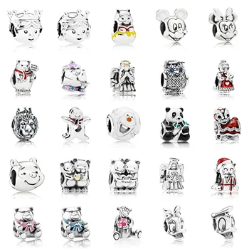 

925 Sterling Silver Beads Prince And Princess Mouse Snowman Bear For Original Pandora Charms Women Bracelets & Bangles Jewelry