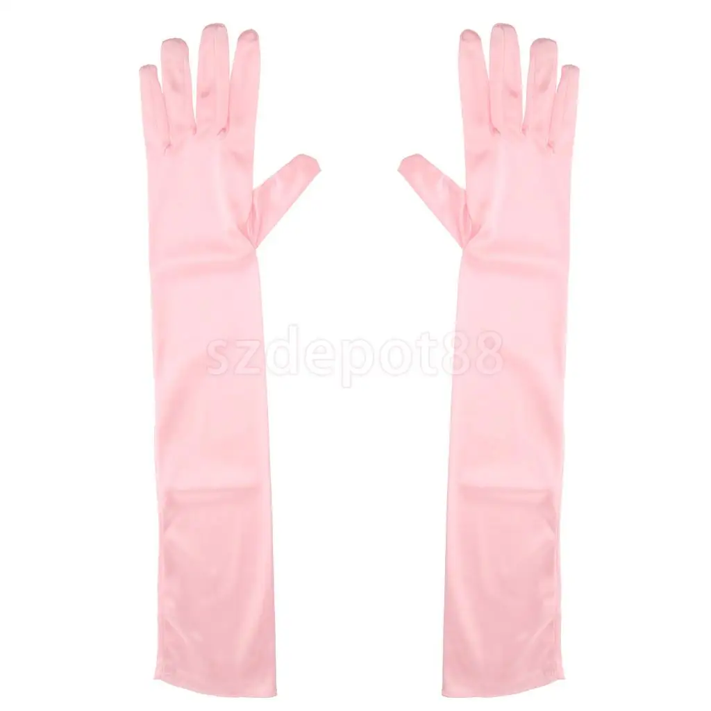 1 Pair Fashion Woman Satin Arm Elbow Long Gloves Wedding Bridal Evening Party Prom Opera Costume