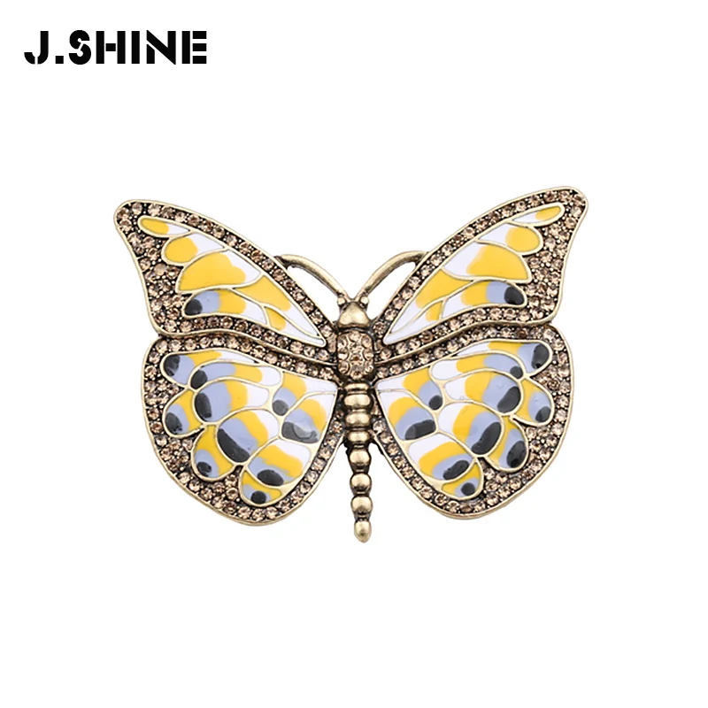 

JShine Fashion Yellow Butterfly Brooch Antique Insect Brooches For Women Vintage Jewelry Pins For Suit Dress Clothes Accessories
