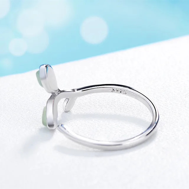 TJP New Arrival Leaf Crystal Female Finger Rings Adjustable Trendy 925 Sterling Silver Rings For Girl Party Accessories Birthday