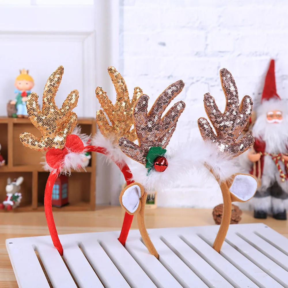 

Christmas headband Hot Christmas Headband Santa Xmas Party Decor Double Hair Band Clasp Head Hoop christmas hair accessories