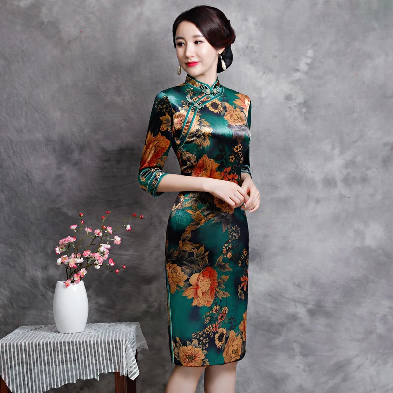 Winter Mom Velvet Cheongsam Chinese Traditional Wedding ...