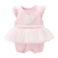 Живописные Детские боди для новорожденных девочек милые розовые тюлевые комбинезоны с принтом кролика для малышей одежда без рукавов для