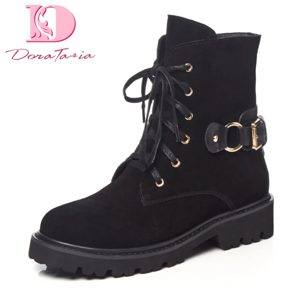 

Doratasia 2018 Cow Suede leather boots popular Ankle Boot Woman Shoes best quality fashion leisure Boots Shoes Woman