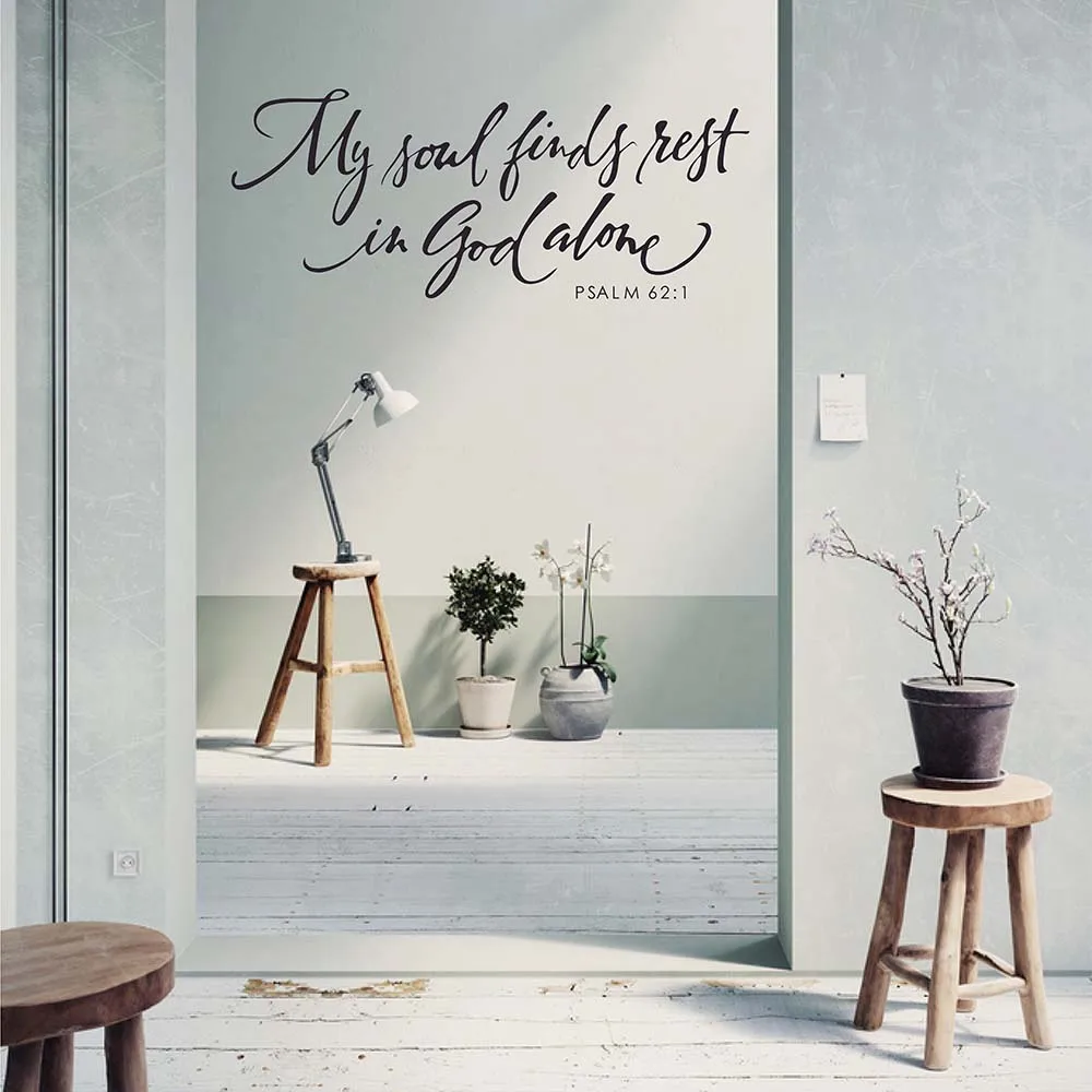 

Scripture Wall Decal My soul finds rest in God alone Bedroom Wall Decor Psalm Quote Wall Decal Hand lettered Bible Quote 8126Q