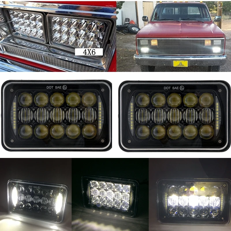Черный 4x6 дюймов светодиодный фары с DRL для H4651 H4652 H4656 H4666 H6545 грузового автомобиля