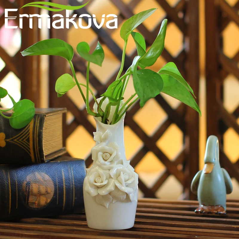 

ERMAKOVA 15cm(5.9")High Ceramic Flowers Vase Porcelain Flower Vase Ornaments Wedding Gift Modern Home Decoration