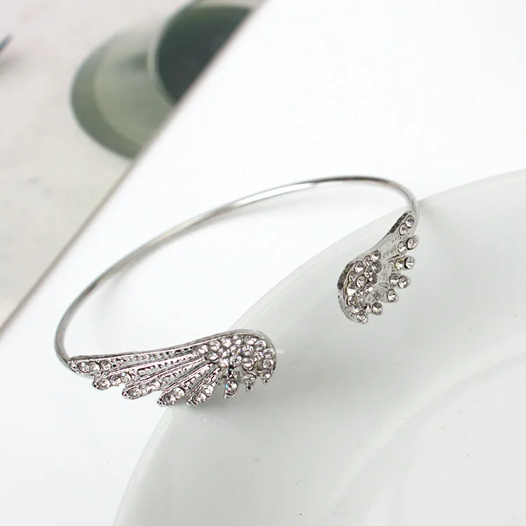 Женский Регулируемый браслет Angel Wings Открытый на велосипед с серебряным