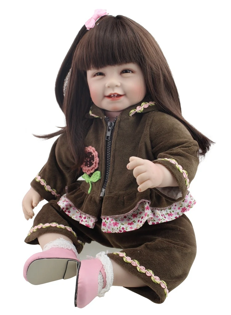 

NPK Silicone Reborn Baby Doll Toys 22 inch with Long hair Realistic Baby Dolls 100% Handmade Girl Reborns Kids Playmates
