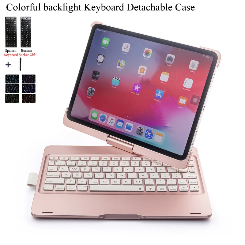 Для iPad Pro 10,5 ''вращающаяся красочная подсветка Беспроводная Bluetooth клавиатура чехол для iPad Pro 10,5'' алюминиевый сплав Fundas