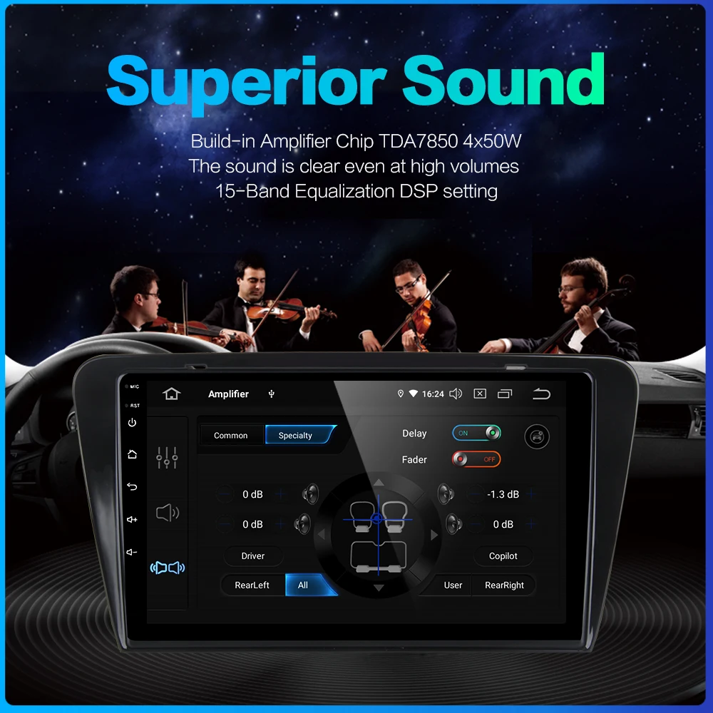 Автомобильный мультимедийный экран Dasaita 10 2 дюйма IPS 1 Din Android 9 0 для Skoda Octavia 2014 2015 2016