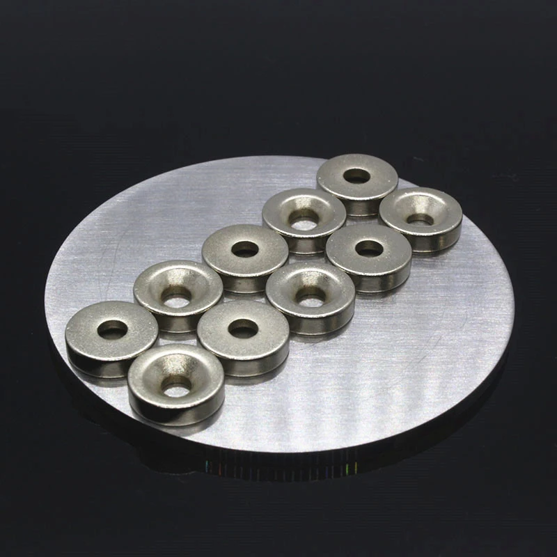 Anpro 10*3mm N52 5*3mm N35 Round Counterbore NdFeB Magnet Ring Hole 3MM Magnet Phone Holder Strong Magnet Disc