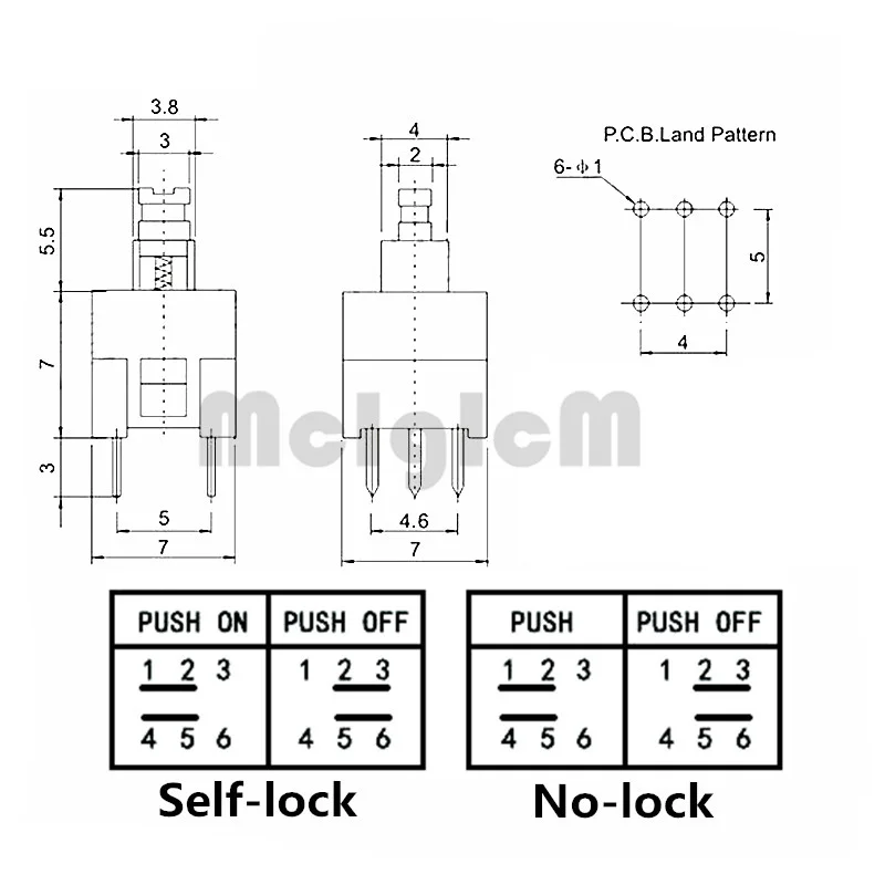 20Pcs-Self-lock-7-7mm-DIP6-7x7-Touch-micro-Push-Button-Switch