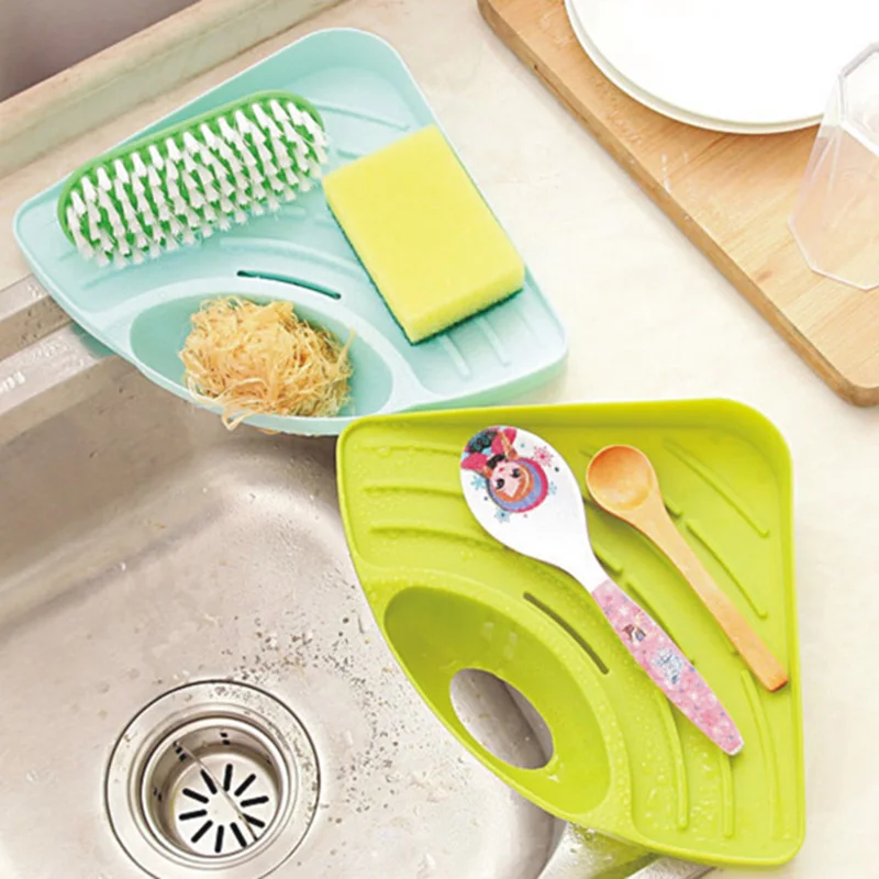 

Multifunctional Draining Rack Triangular Sink Corner Sponge Storage Shelf for Kitchen JDH99