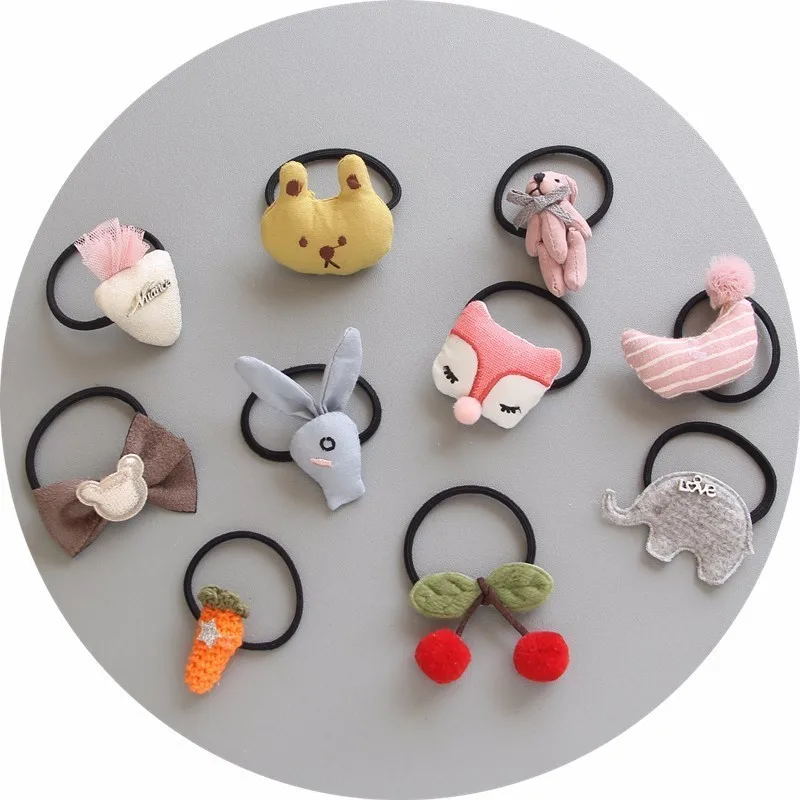 

1PC Lovely New Bear Cherry Children Hair Ropes Cute Elastic Rubber Hair Band Girls Hair Accessories Baby Headwear Kids Headdress