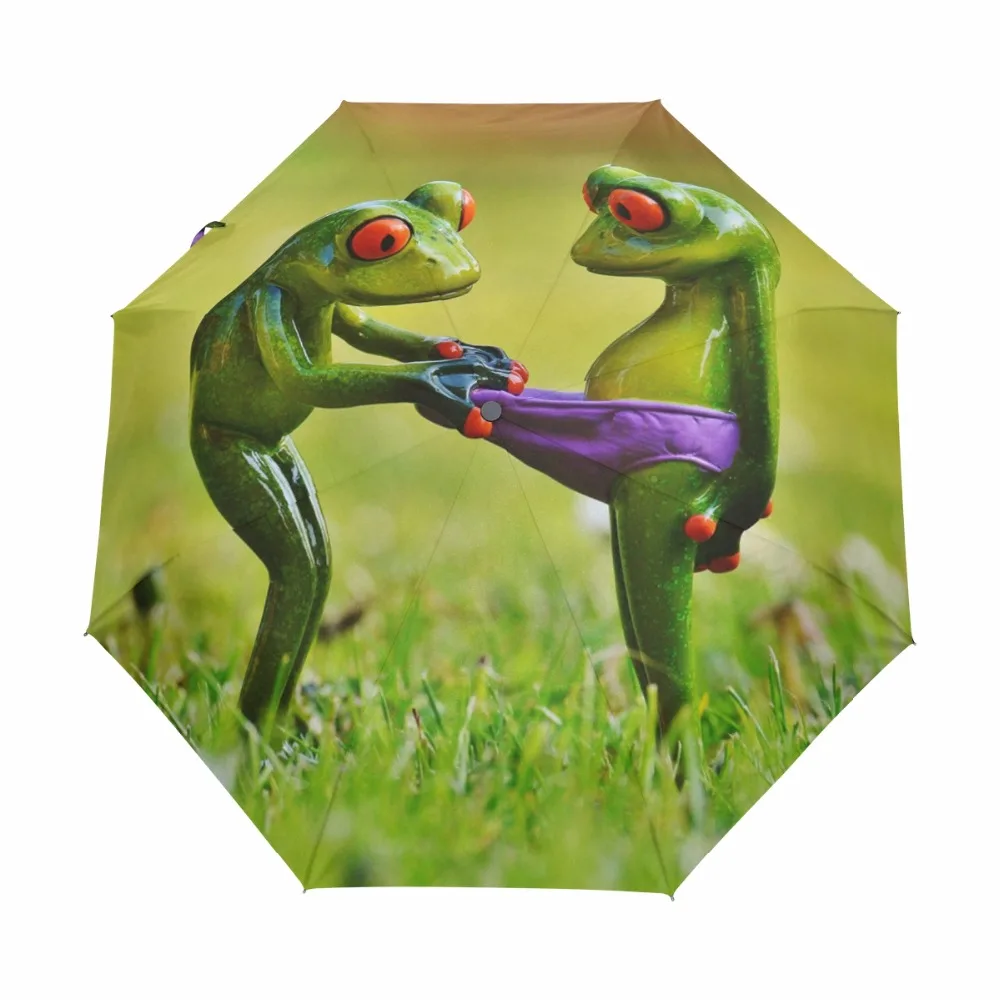 Kermit The Frog Sun Protection Umbrella,Waterproof Travel Automatic Tri-fold Umbrellas