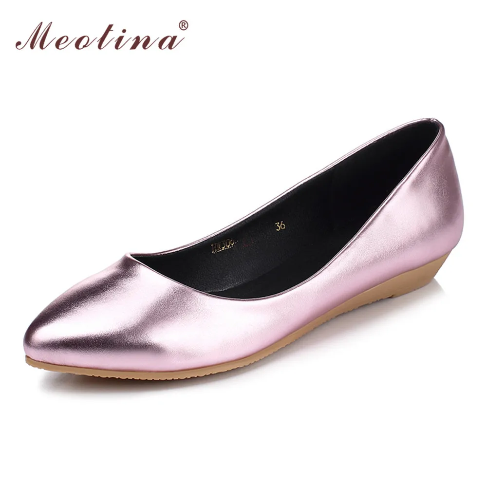 

Meotina High Quality Shoes Women Ladies Flat Shoes Causal School Shoes Ballerina Flats Boat Shoes Footwear Pink Gold Size 34-39