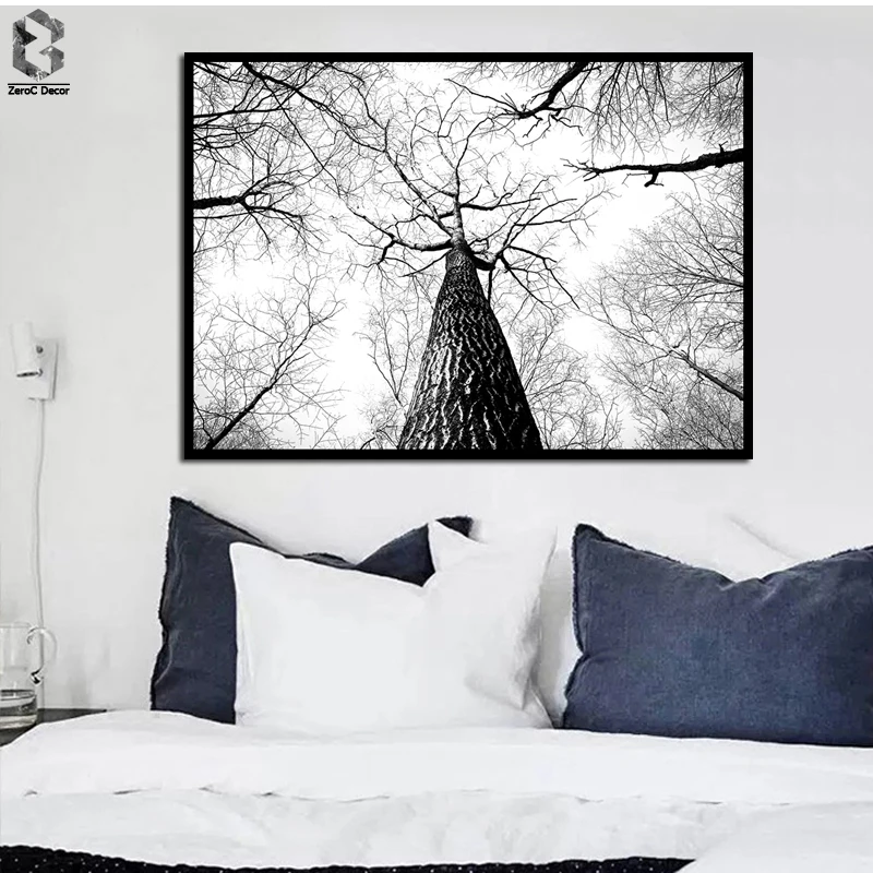 

Nordic Black&White Posters and Prints Forest Canvas Painting Wall Art Tree Pictures for Living Room Home Decor