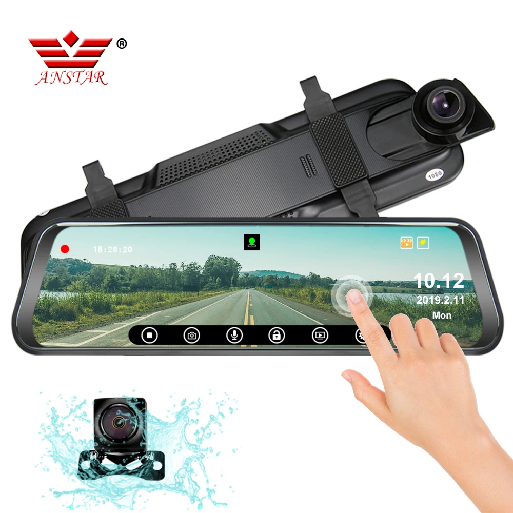 ANSTAR Newest Car DVR Android Mirror Camera Dash Cam 1080P Dvr Car Night Vision Stream Rear View Mirror Dash Cam Mirror Recorder