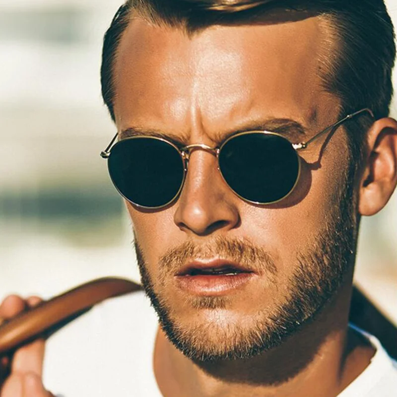 Realstar Retro Small Round Sunglasses Men Vintage Brand Shades Male
