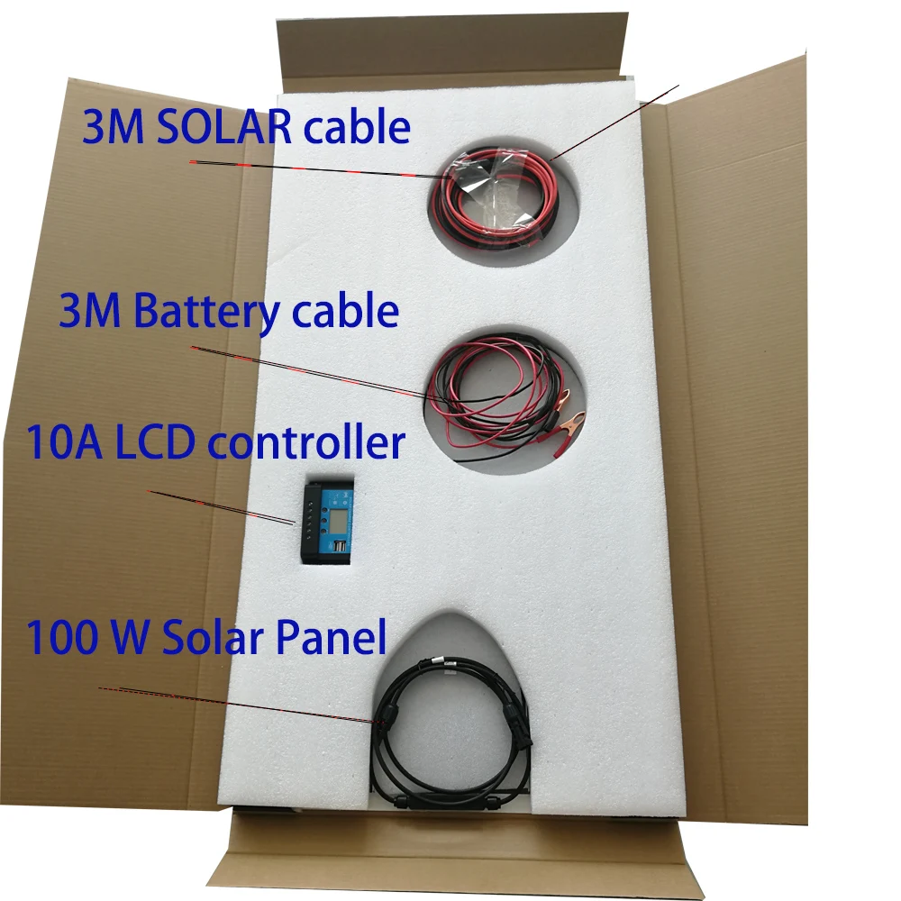 Комплект солнечных батарей 100 Вт, система питания для дома, 12 В, солнечные батареи для дома, комплект фотоэлектрической электростанции с солнечной панелью 100 Вт