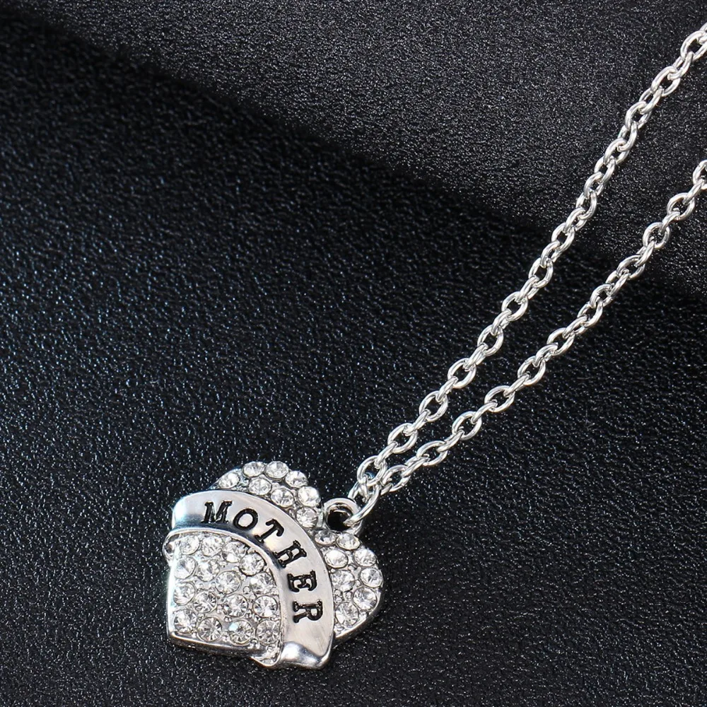 Женская семейная бижутерия украшенная стразами|mother gift|heart crystalnecklace necklace |