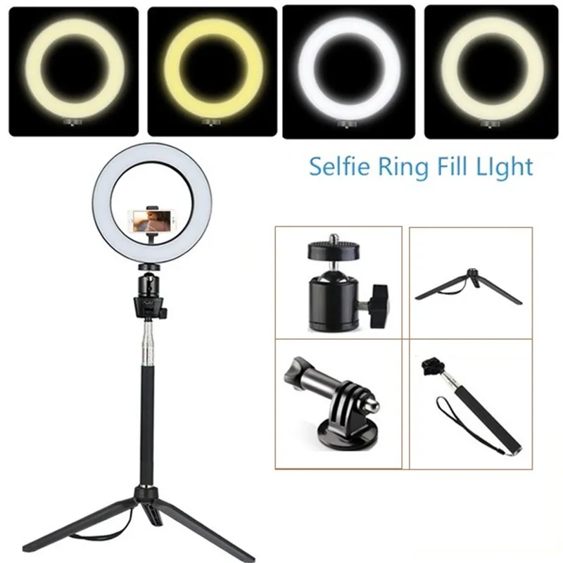 

Tycipy Selfie LED Ring Light 14CM 20CM Video Photo Studio Light Photography Make Up Lamp With Tripod For iPhone XS Max 8 7 6 5s