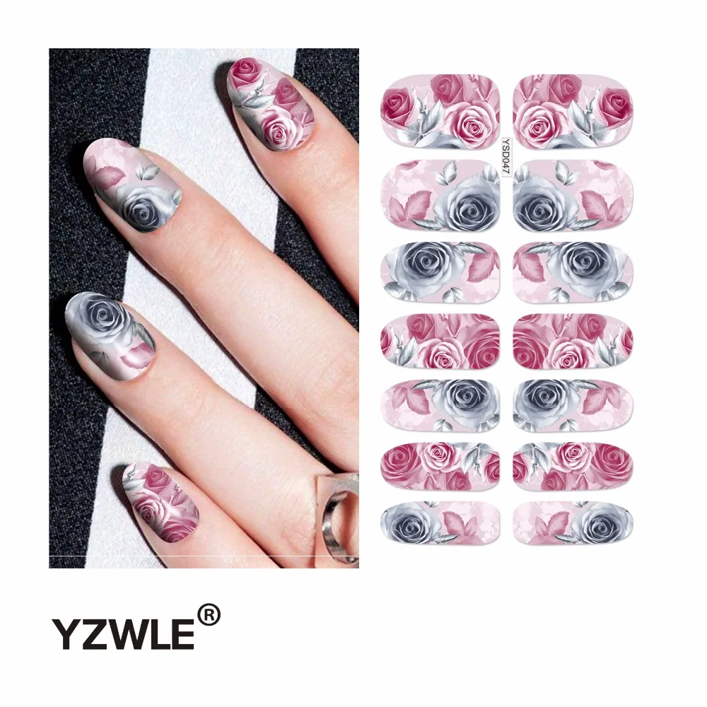 

YZWLE 1 Sheet Water Transfer Nails Art Sticker Manicure Decor Tool Cover Nail Wrap Decal (YSD047)