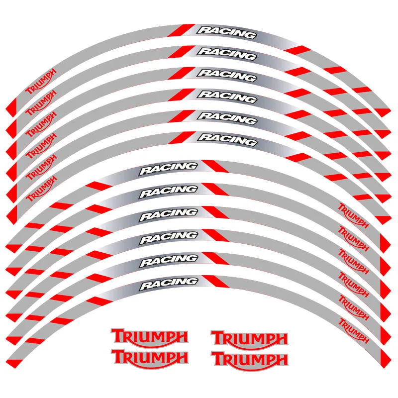 Новинка, высокое качество, 12 шт., подходит для мотоцикла, наклейка для колес, в полоску, светоотражающий обод для TRIUMPH