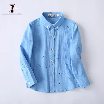 

KungFu Ant Antumn Casual Boys Shirts Cotton Full Sleeve Turn-down Collar Print Loose Baby Shirts For 3-10 Years Old Kids Blouse
