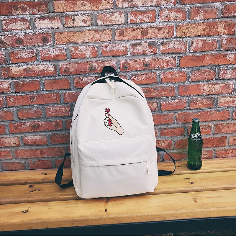 Men Canvas Backpack Cute Fashion Women Rose Embroidery Backpacks for Teenagers Women\'s Travel Bags Mochilas Rucksack School Bags (3)
