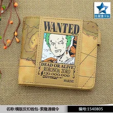 Коричневый аниме один кусок горизонтальный кошелек/желанный Roronoa Zoro короткий кошелек с кнопкой