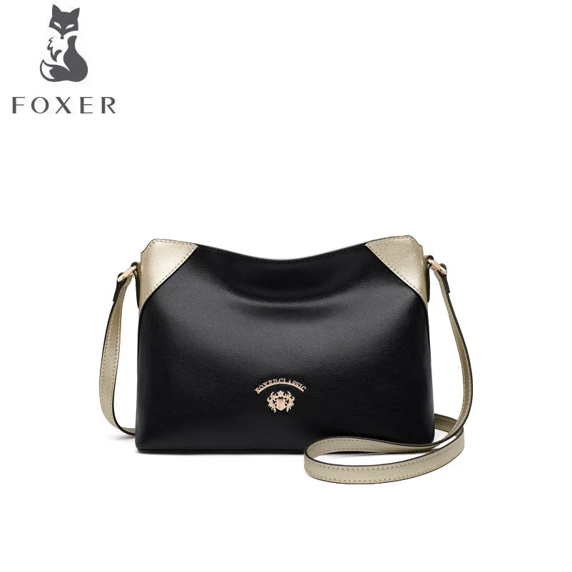 

FOXER bags for women 2019 new women leather bag fashion splice top cowhide handbags bags designer women leather shoulder bag
