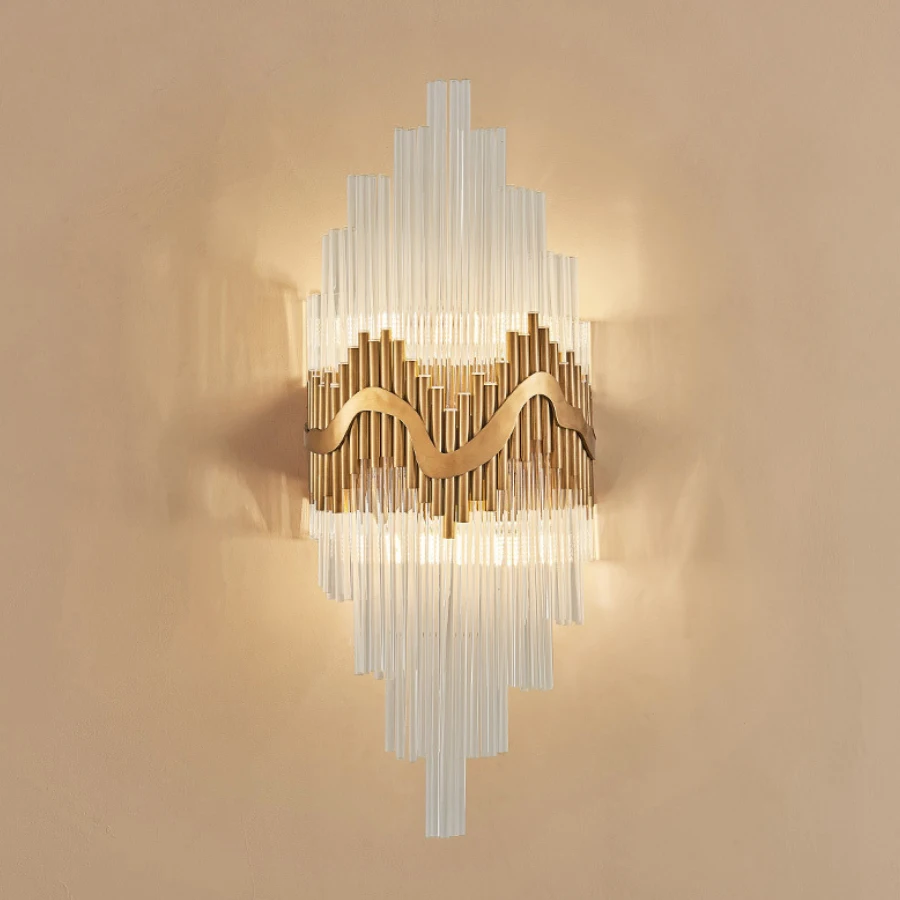 

Modern LED Crystal Wall Lamp High Quality Clear Glass Lampshade Sconce For Living Room Hanging Gold Indoor Lighting Wall Fixture