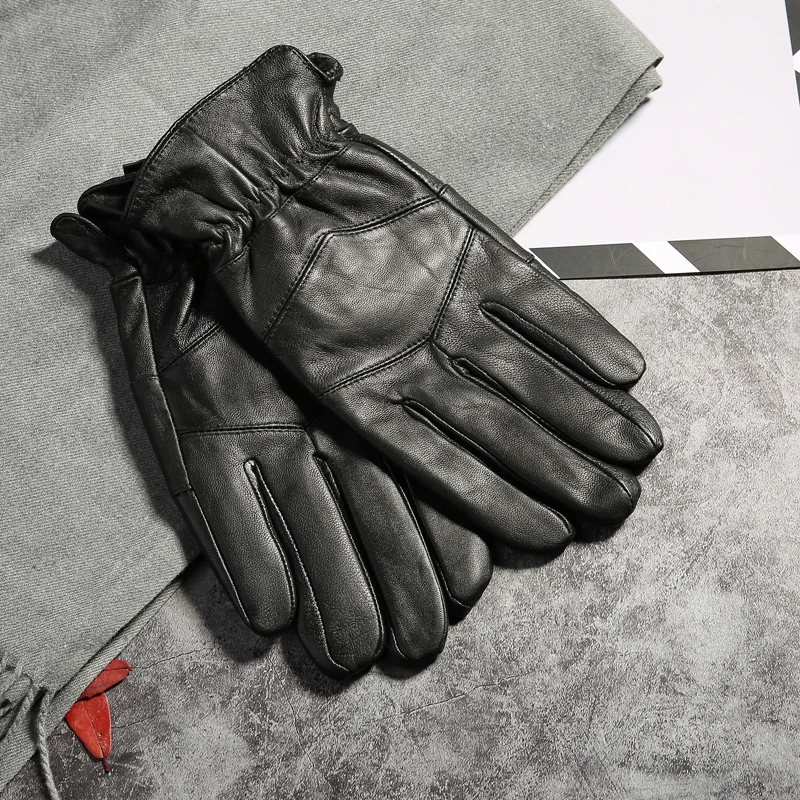 Мужские перчатки из натуральной кожи, зимние классические перчатки из натуральной овечьей кожи, мягкие мужские перчатки для улицы, перчатки из замши