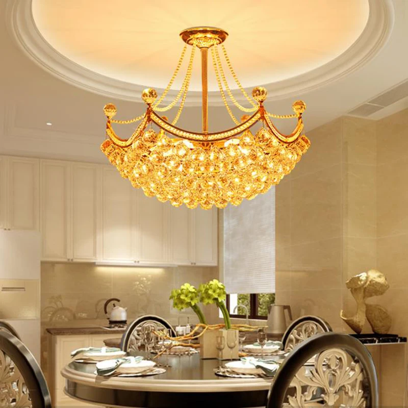

Contemporary LED crystal pendant lights pastoralism iron hanging light dinning room restaurant living room crystal pendant lamps